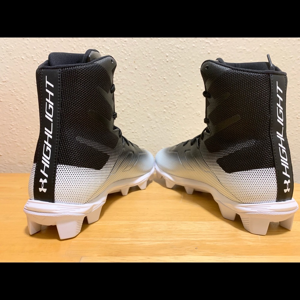 Under Armour HighLight Cleats Size 9.5 Black/White - Picture 2 of 5